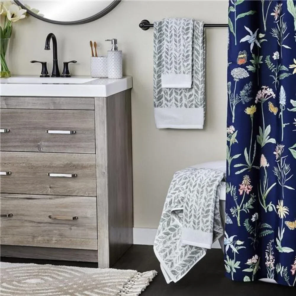 Turkish cotton bath towel sage 28x54 soft absorbent distressed leaf bathroom tow